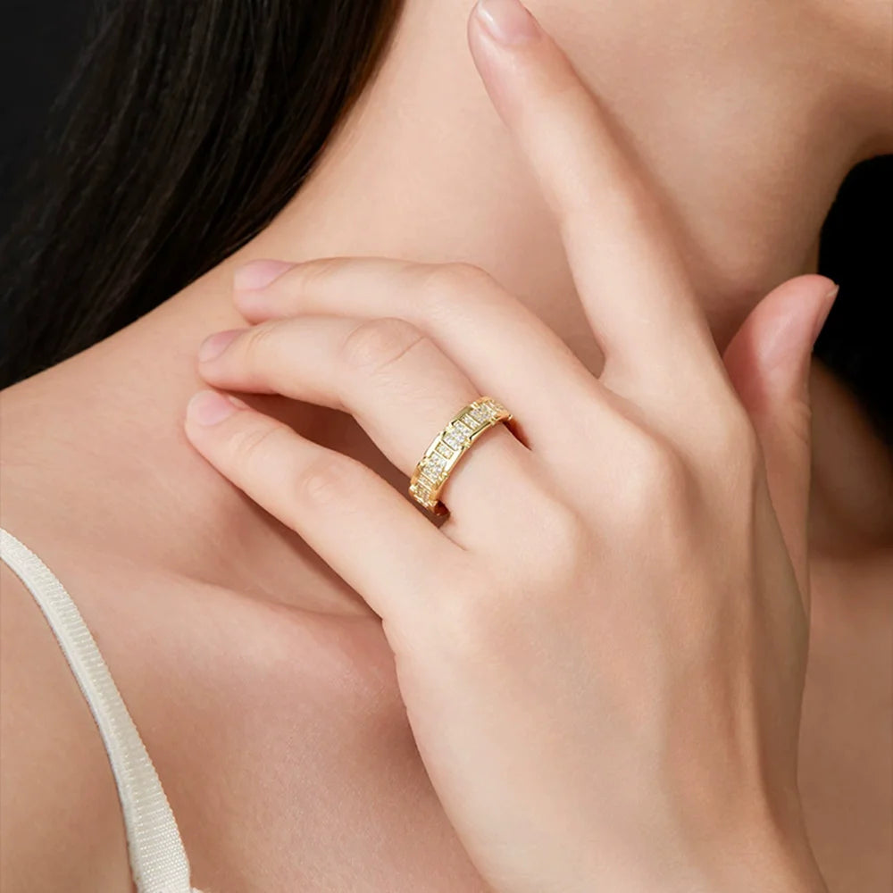 925 Sterling Silver Moissanite Row Ring