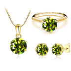 925 Sterling Silver Gold Plated Moissanite Set