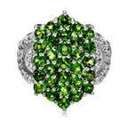 Chrome diopside and White Topaz Rhodium Over PT900 Sterling Silver Ring