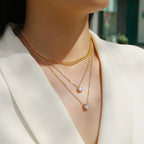 925 Sterling Silver 3PCs Moissanite Round Cut Pendant Necklace