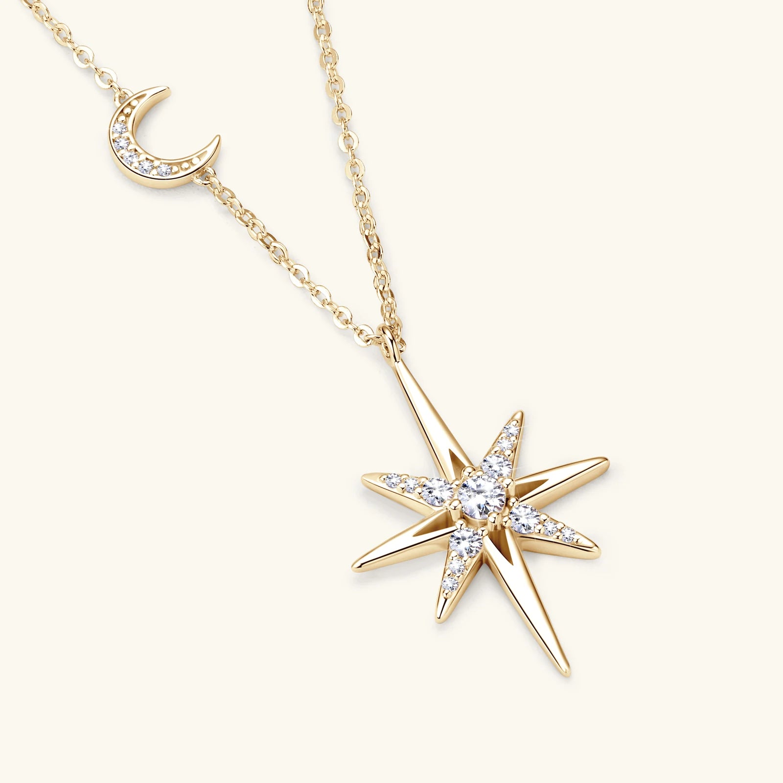 925 Sterling Silver 18K Gold Plated Moissanite Necklace