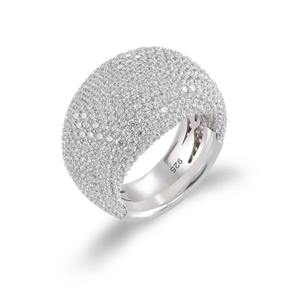 925 Sterling Silver Zircon Pave Ring