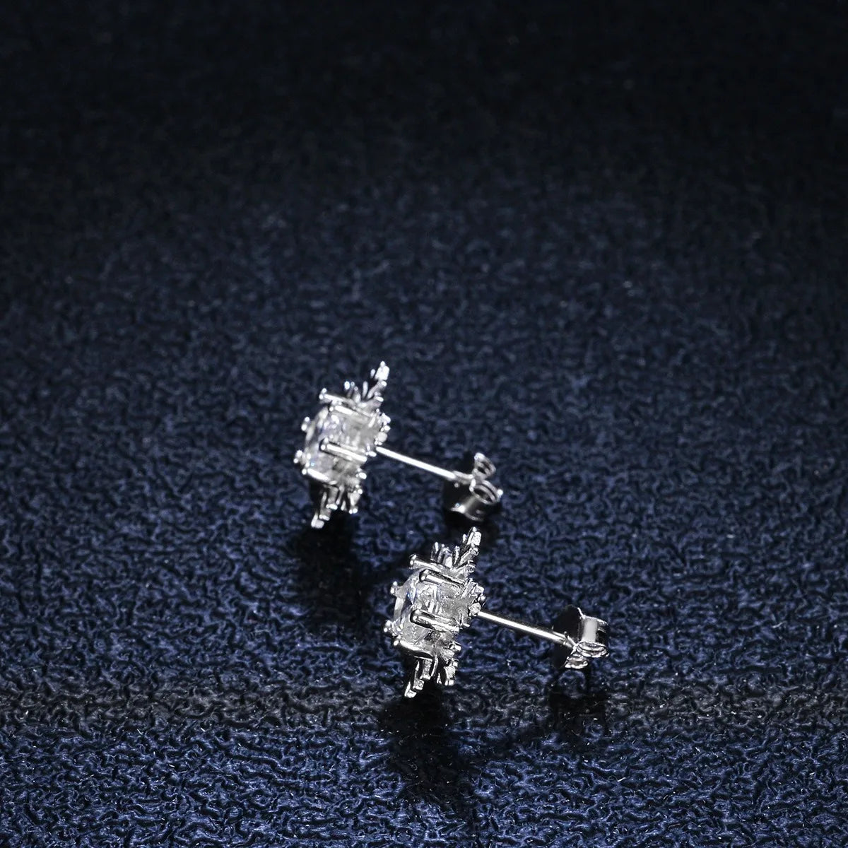 925 Sterling Silver Moissanite Snowflake Earrings