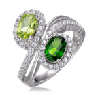 925 Sterling Silver Chrome Diopside and Peridot Ring