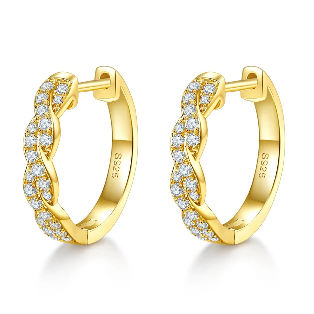 925 Sterling Silver Moissanite Diamonds Gems Hoop Earrings Solid 