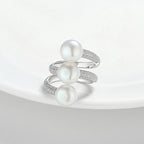 925 Sterling Silver White Bread Bead Fashionable Zirconium Ring