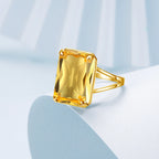 Citrine Crystal  Ring 18k gold plated