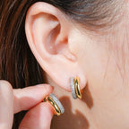 925 Sterling Silver Moissanite C-shaped Hoop Earrings