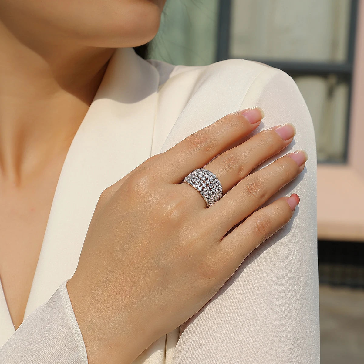 925 Sterling Silver Moissanite Eternity Ring