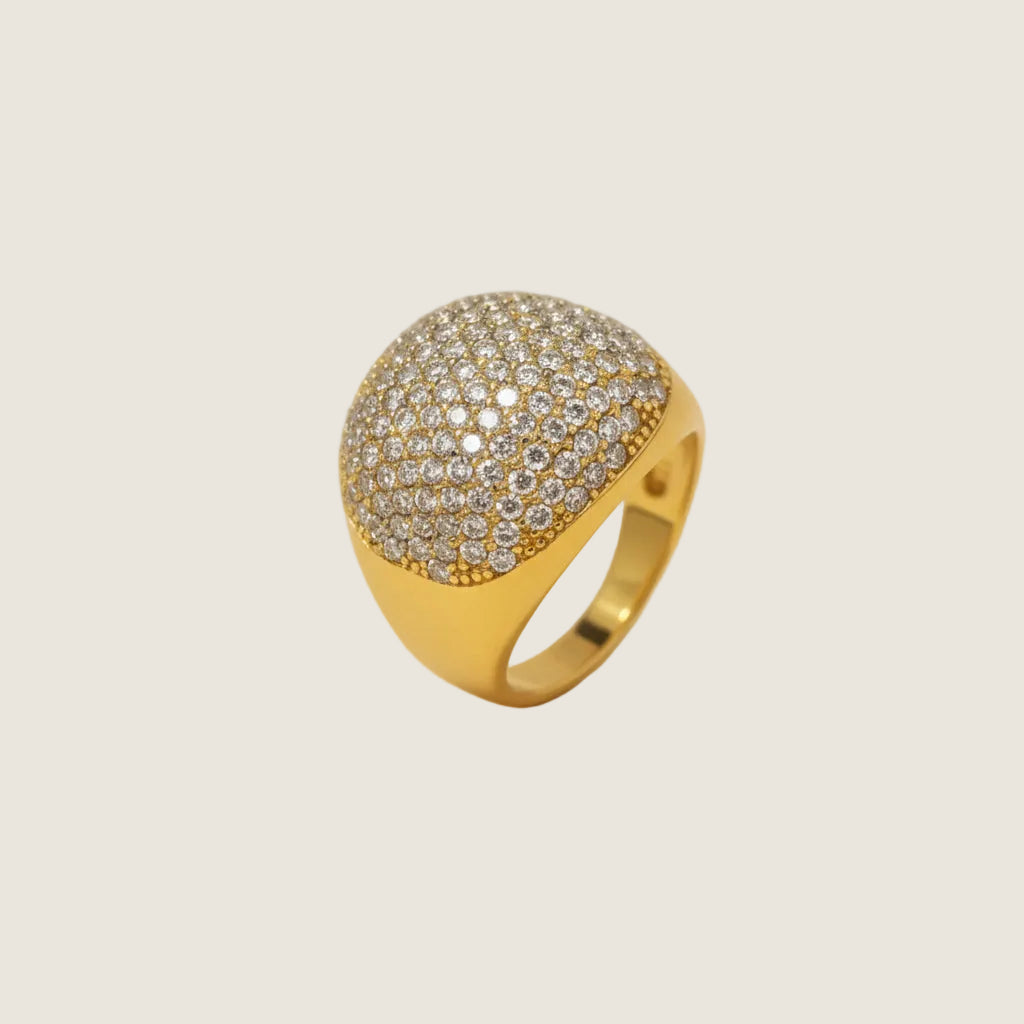 18K Gold Plated Ring  stainless steel zirconia gemstone
