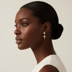 Star Drop Earrings with Crystal