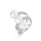 925 Sterling Silver White Bread Bead Fashionable Zirconium Ring