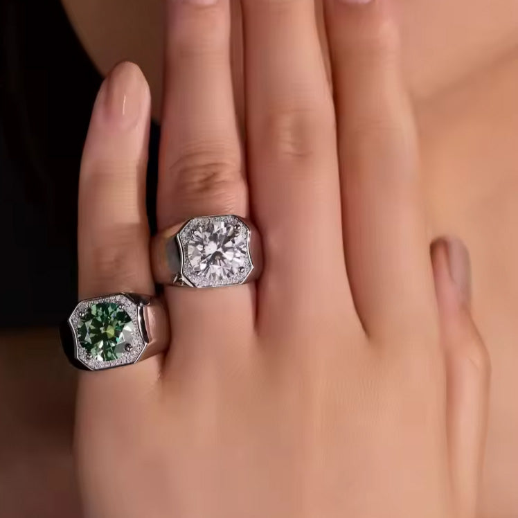 925 Sterling Silver Moissanite Ring 18k plated