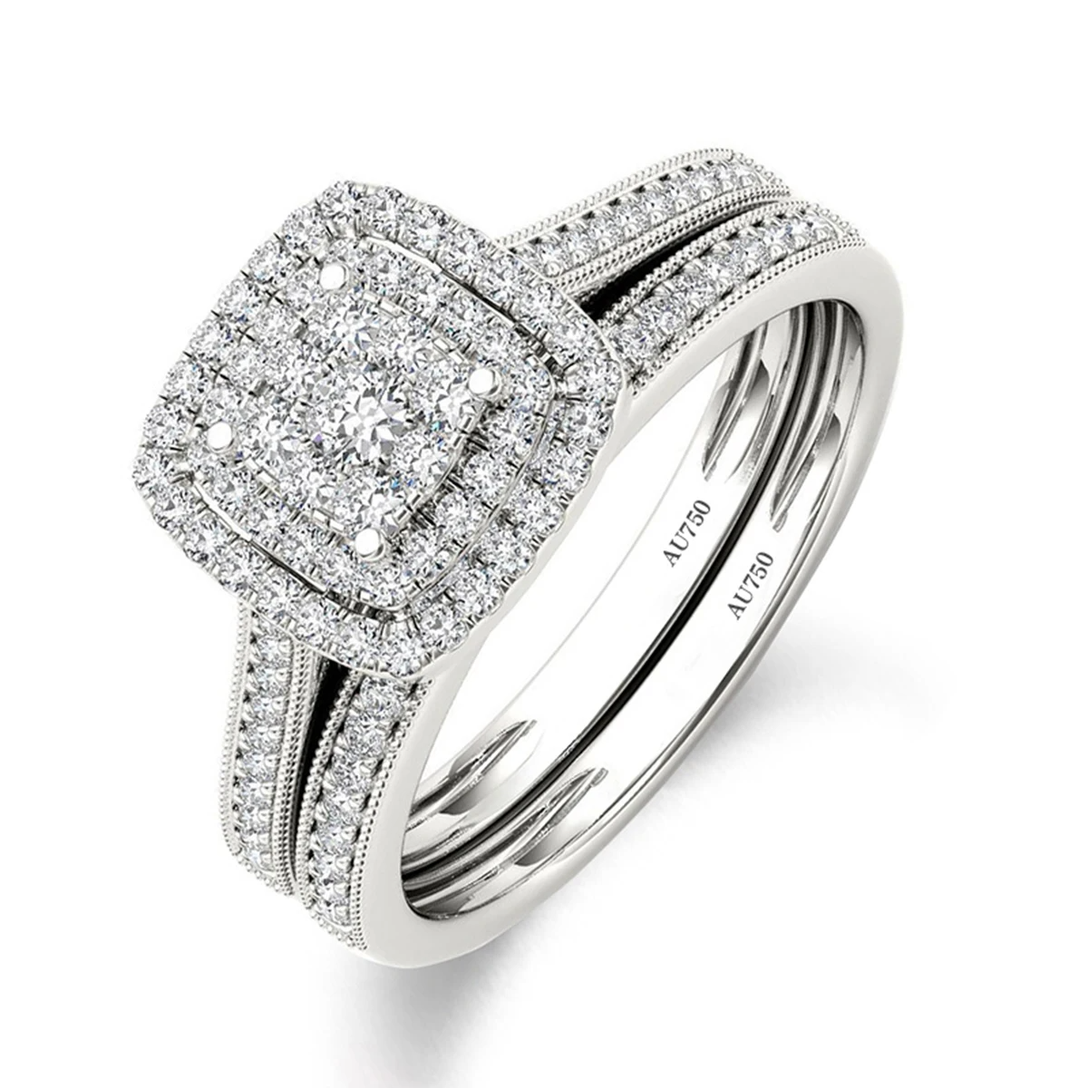 2 Pieces  Moissanite Ring Set