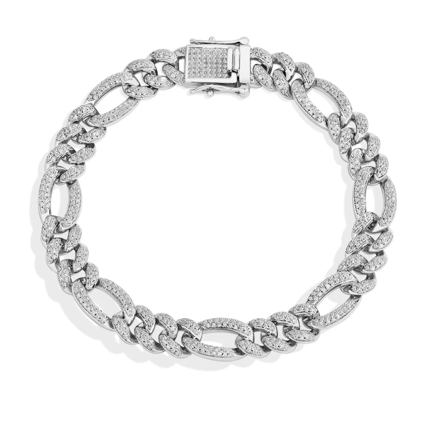 925 Sterling Silver Full Moissanite Cuba Chain Bracelet