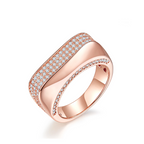 Rose Gold Retro Shining Zircon Ring Hoop Earrings Set