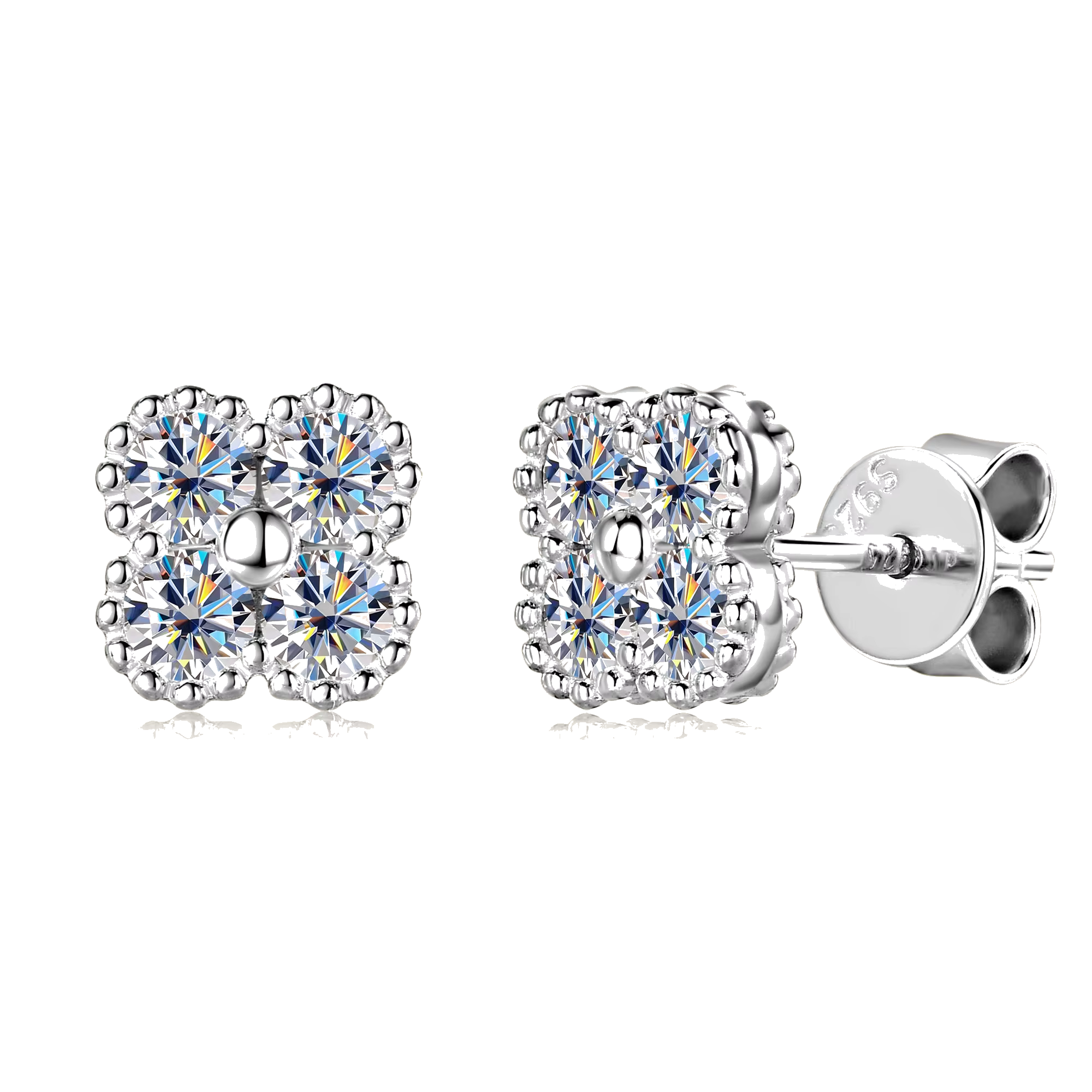 925 Sterling Silver Moissanite Flower Earrings 18k plated