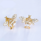 925 Sterling Silver Zirconia Bees Earrings