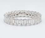 4.16 cttw 14k White Gold Emerald Eternity Band, Trellis Weave Setting