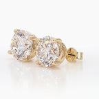 6.05 cttw 14k Yellow Gold Round 4 Prong Basket  Studs
