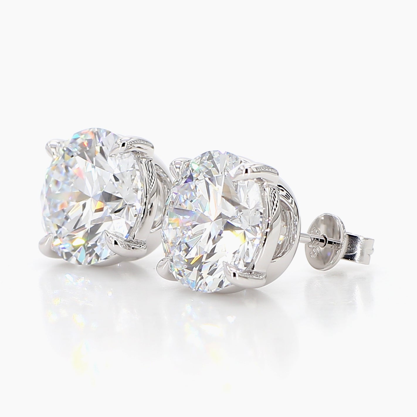 9.07 cttw 14k White Gold Round 4 Prong Basket Studs