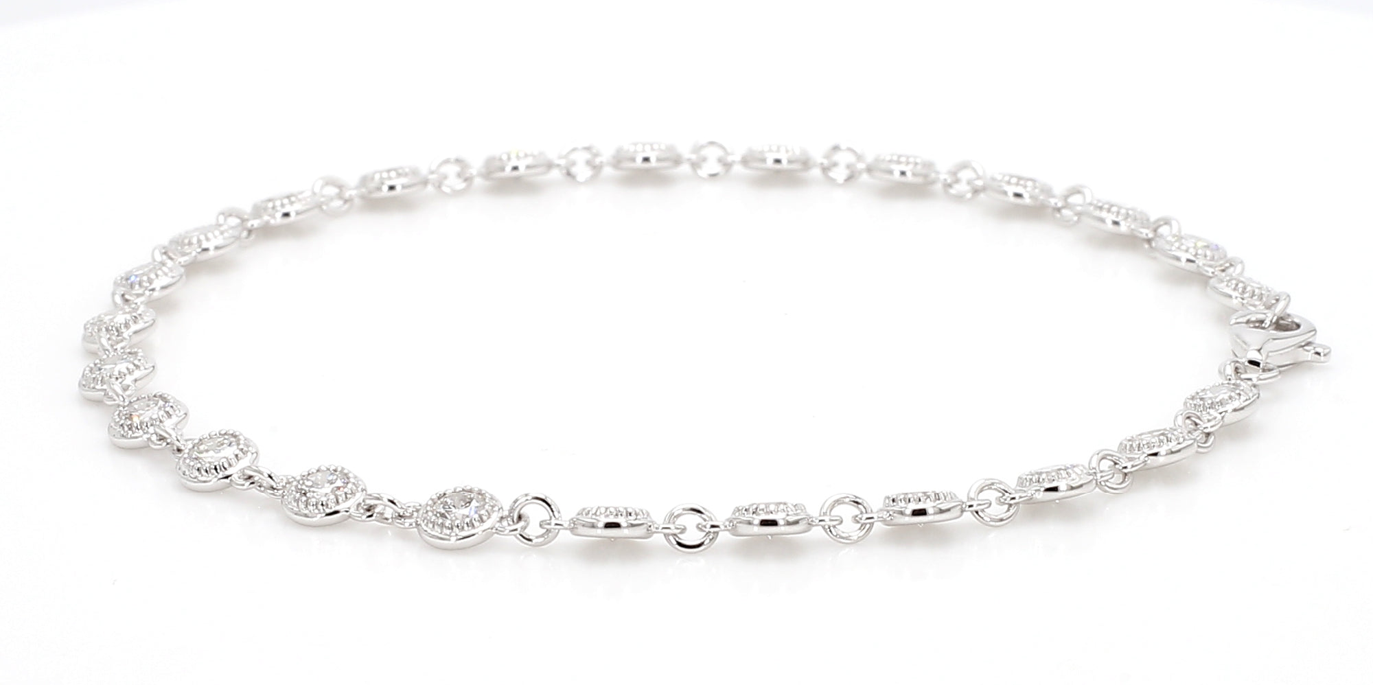 2.02 cttw 14k White Gold Round Halo Tennis Bracelet