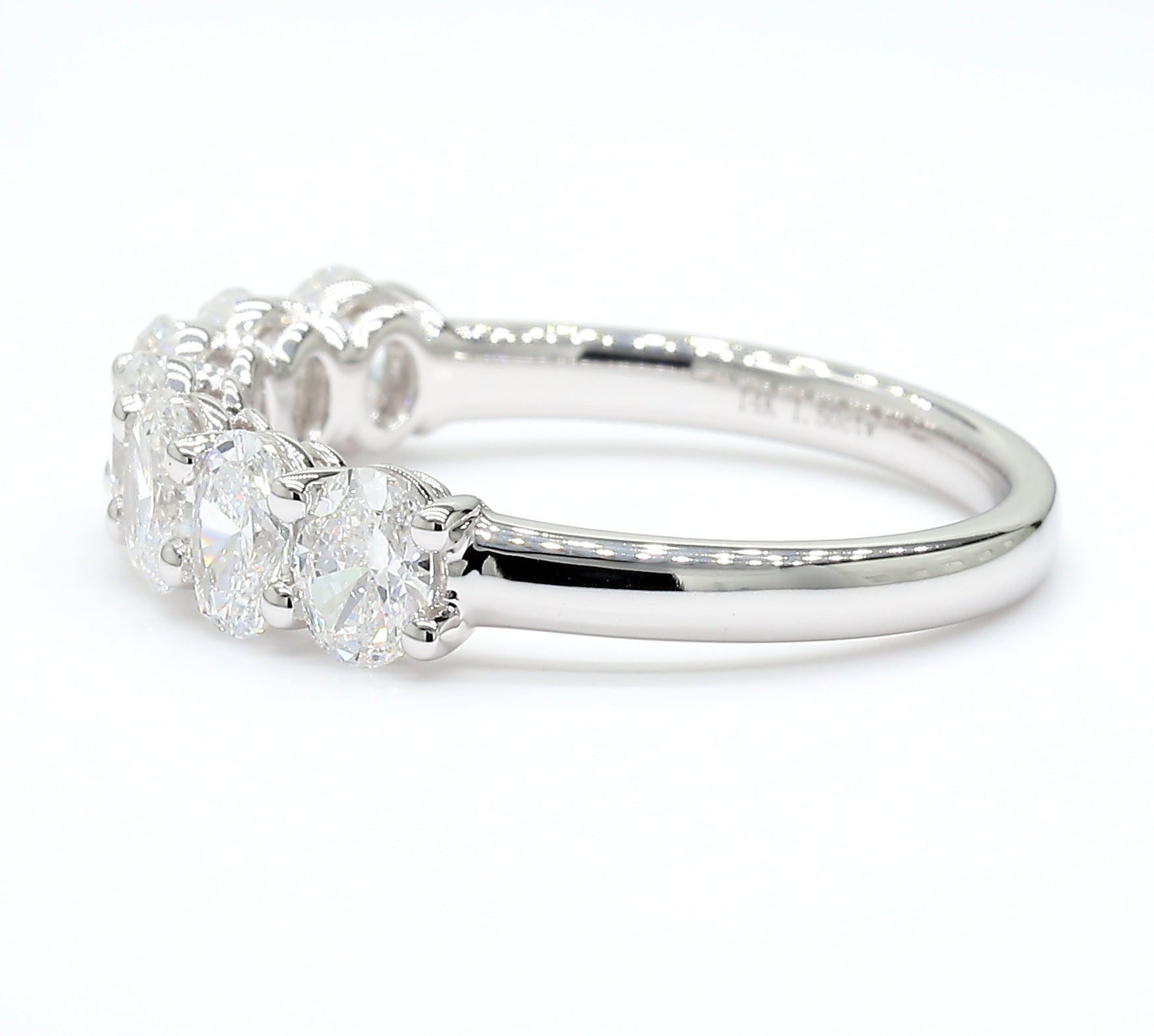 1.50 cttw 14k White Gold Oval 7 Stone Wedding Band, Basket Setting