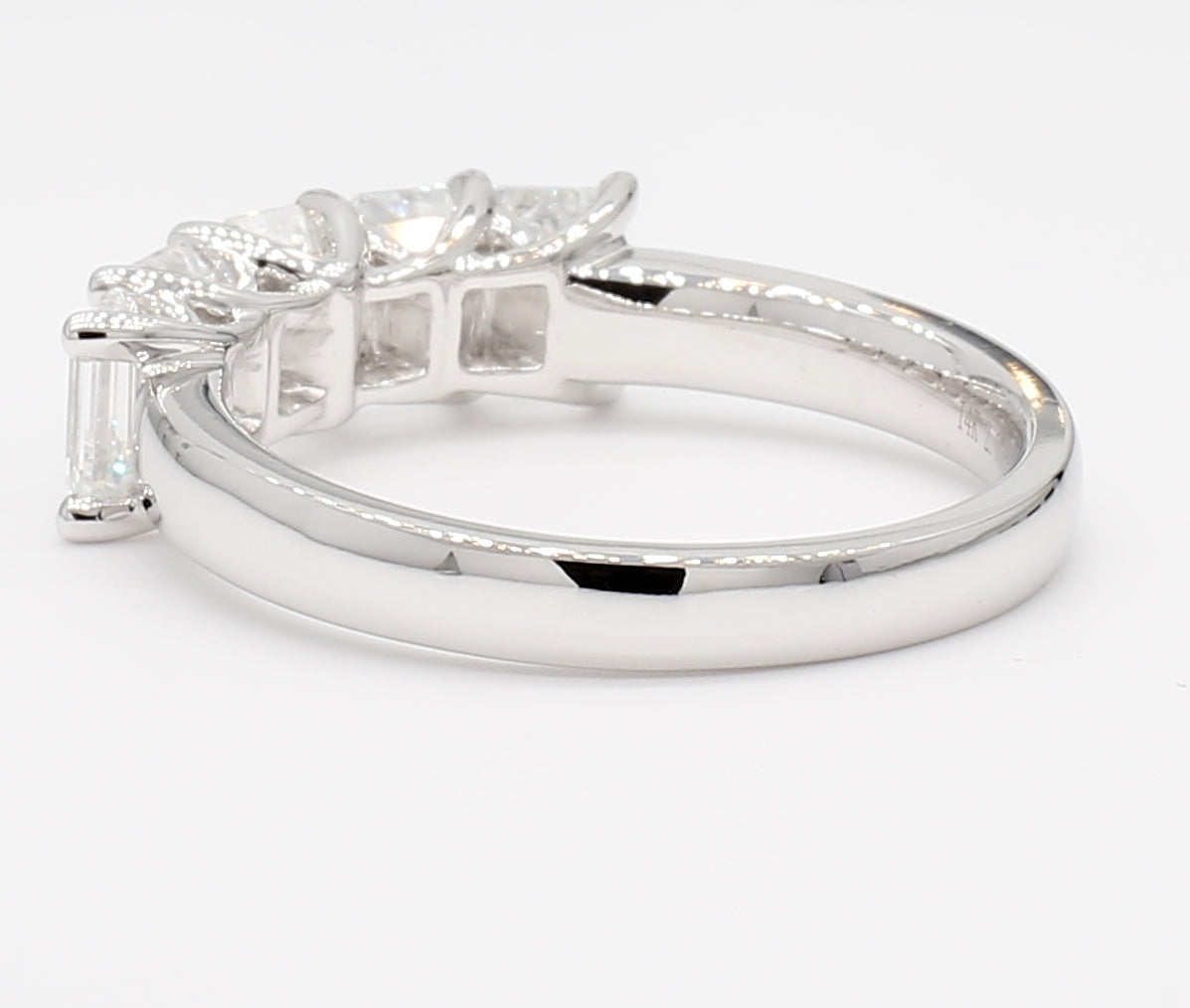 2.00 cttw 14k White Gold Emerald 5 Stone Wedding Band, Trellis Weave Setting