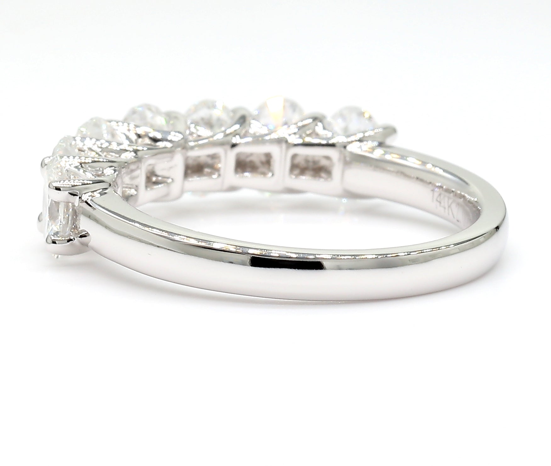 2.02 cttw 14k White Gold Oval 7  Stone Wedding Band, Trellis Weave Setting