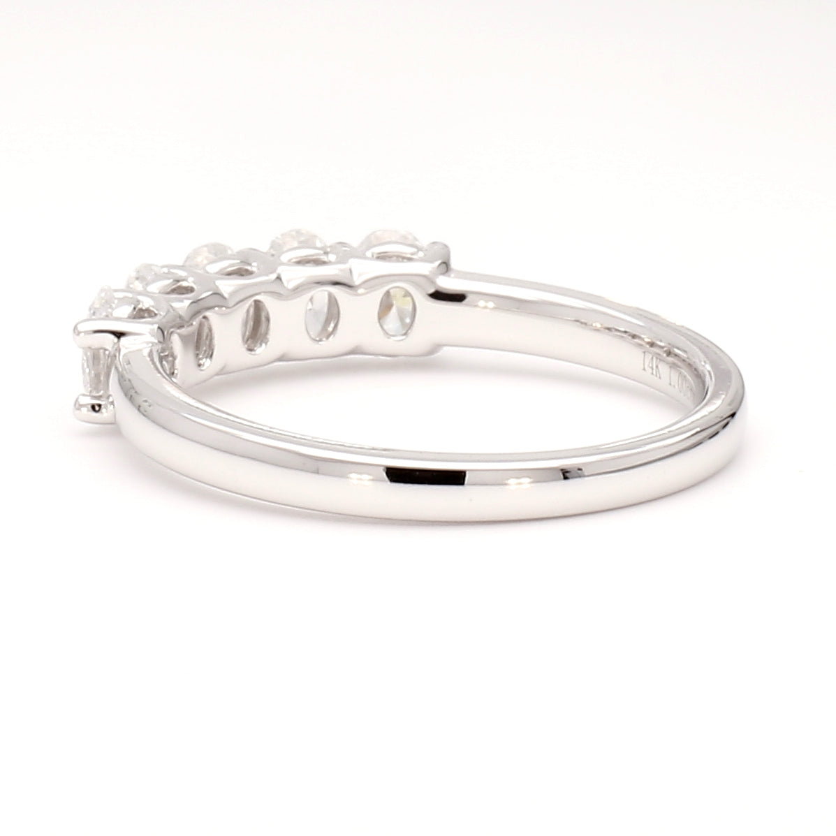 1.00 cttw 14k White Gold Oval 5 Stone Wedding Band, Basket Setting