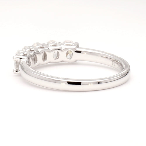 1.00 cttw 14k White Gold Oval 5 Stone Wedding Band, Basket Setting