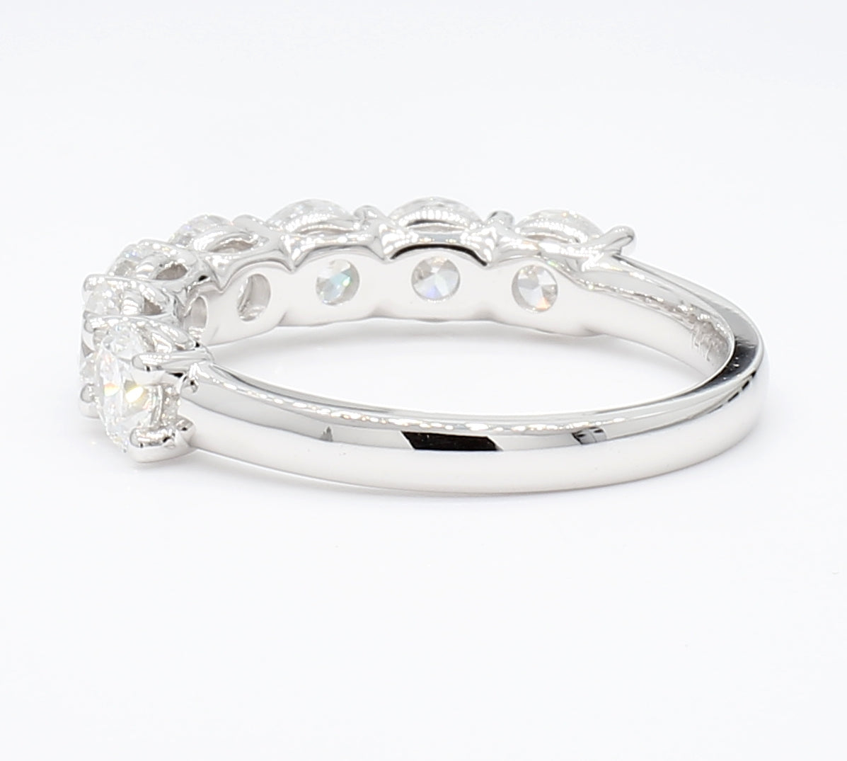 2.01 cttw 14k White Gold Round 7 Stone Wedding Band, Basket Setting