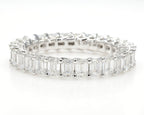 2.97 cttw 14k White Gold Emerald Eternity Band, Trellis Weave Setting