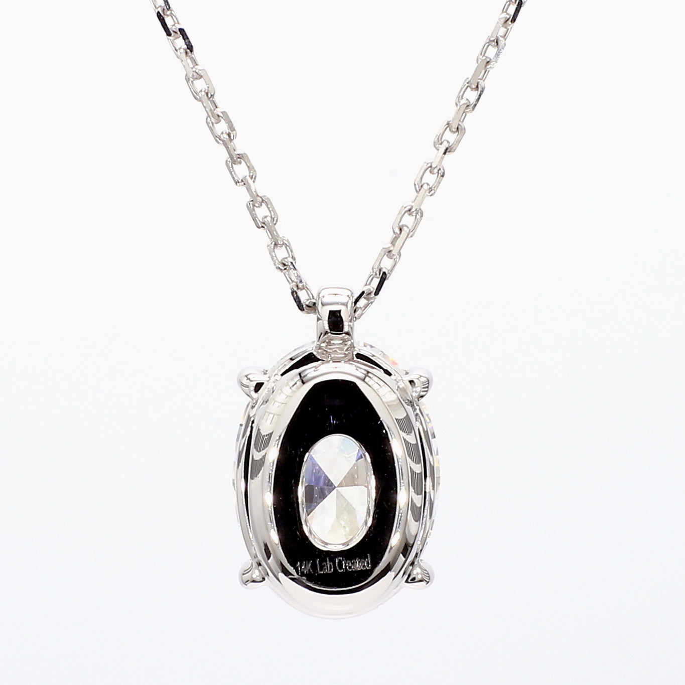 4.00 cttw 14k White Gold Oval Solitaire Pendant, 16-18" Adjustable Chain