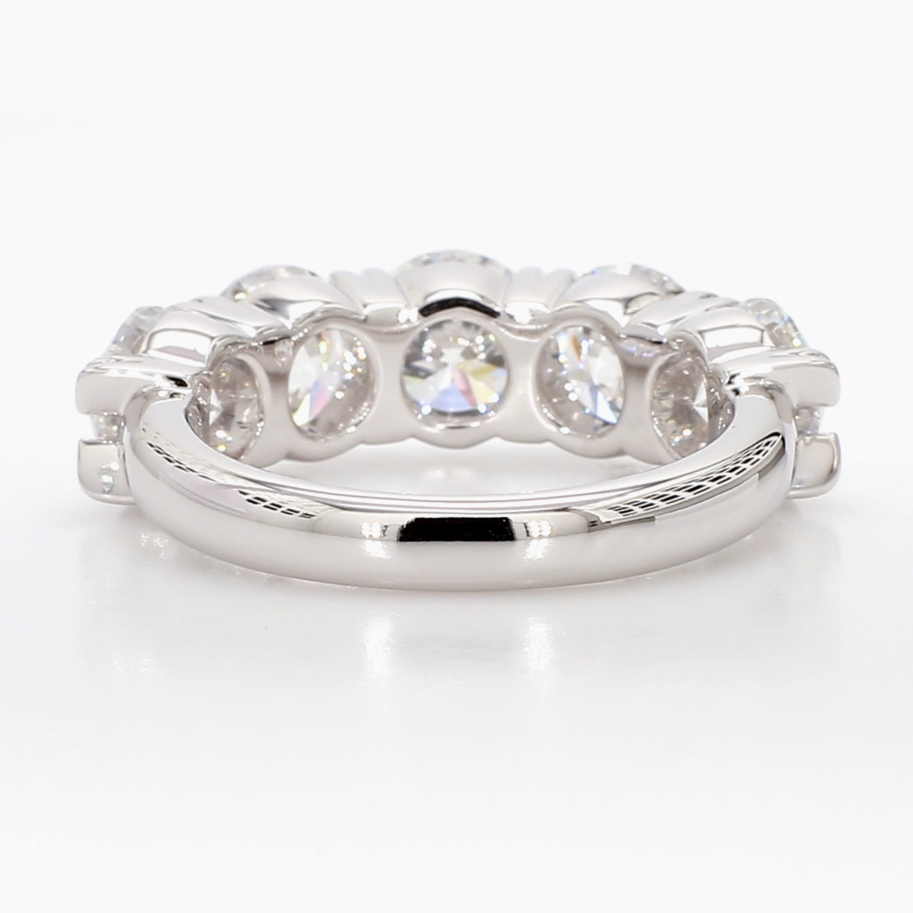 5.00 cttw 14k White Gold Round 5 Stone Wedding Band, Shared Prong