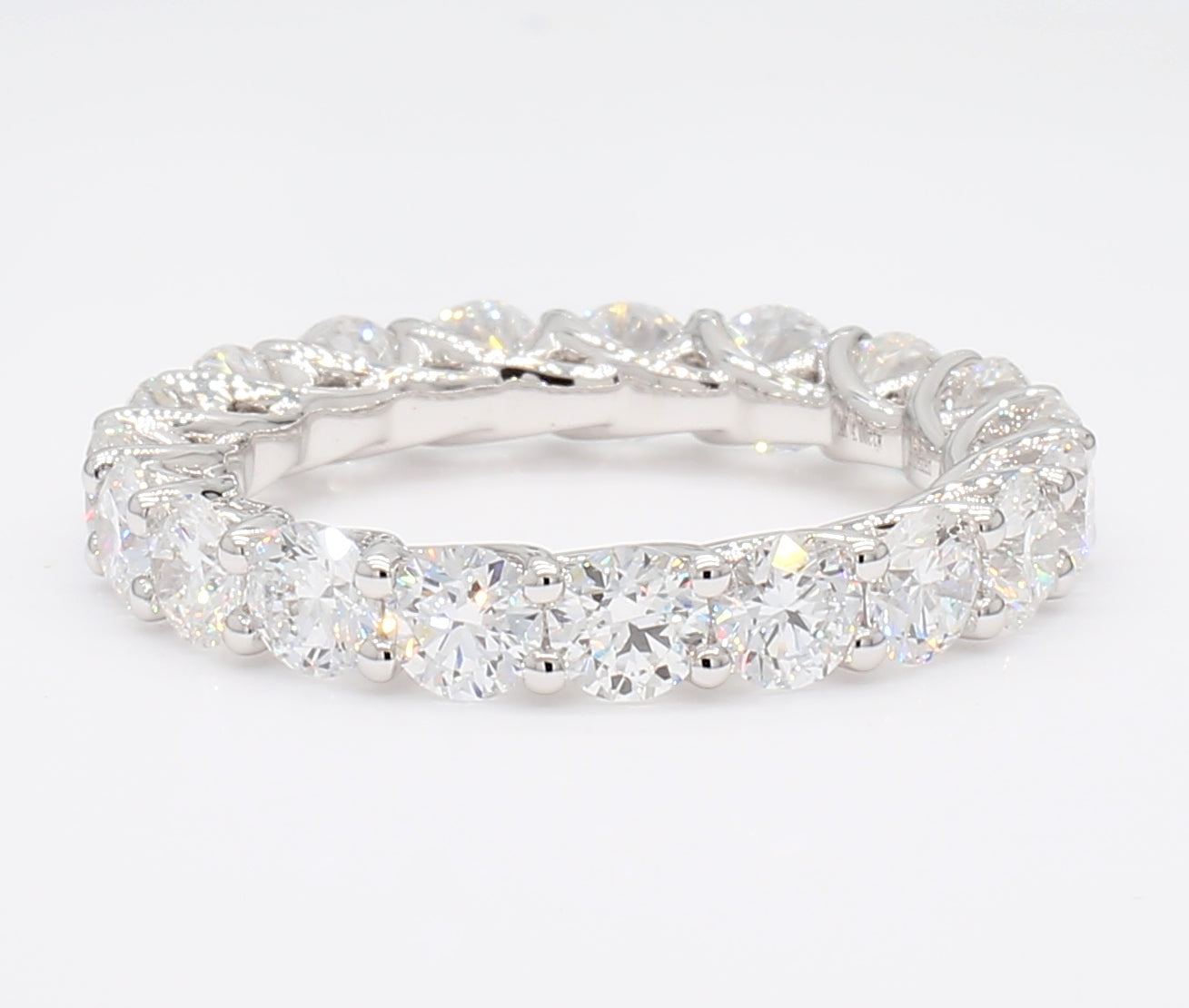 3.99 cttw 14k White Gold Round, Eternity Band, Trellis Weave Setting
