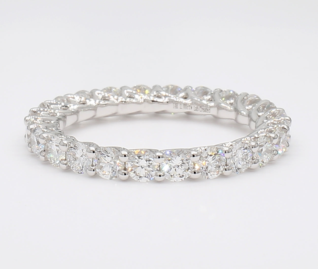 2.14 cttw 14k White Gold Round Eternity Band, Trellis Weave Setting