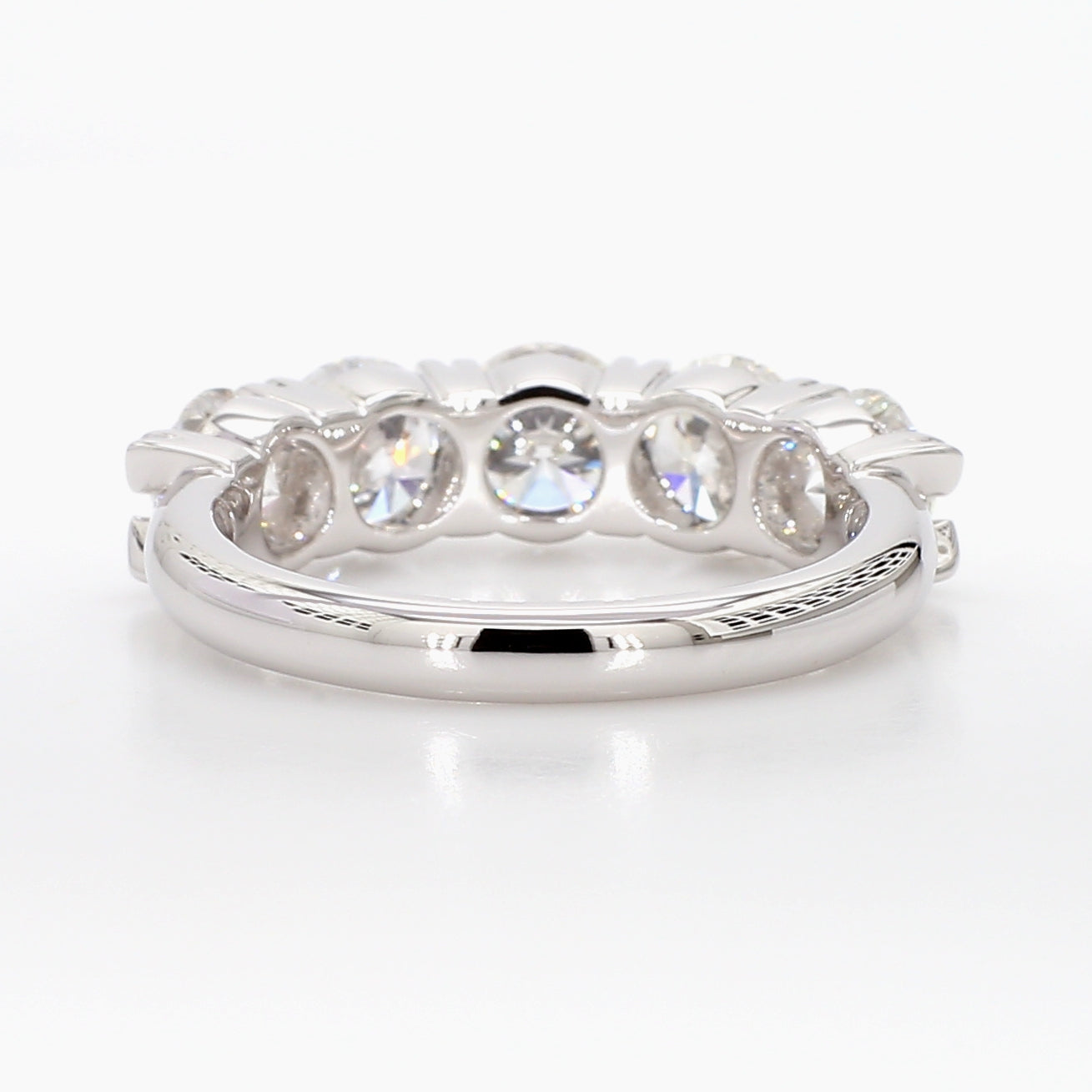 3.02 cttw 14k White Gold Round 5 Stone Wedding Band, Shared Prong Setting