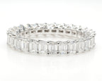 2.97 cttw 14k White Gold Emerald Eternity Band, Trellis Weave Setting