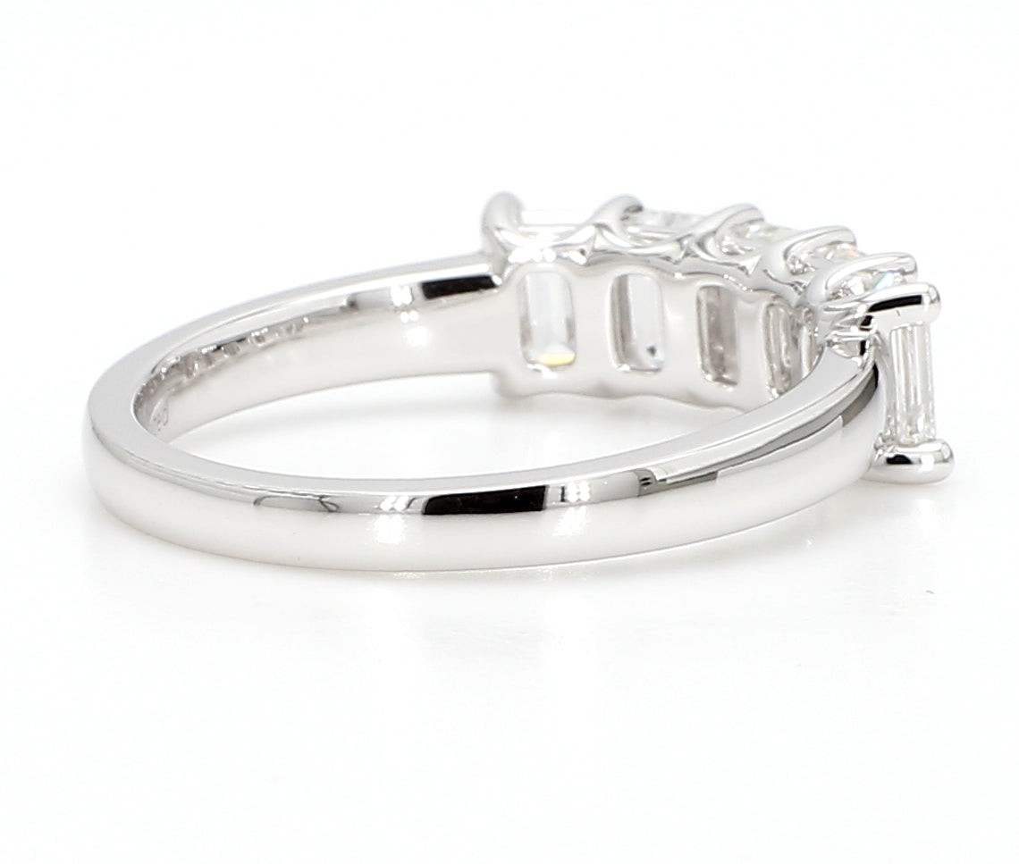 1.500 cttw 14k White Gold Emerald 5 Stone Wedding Band, Basket Setting