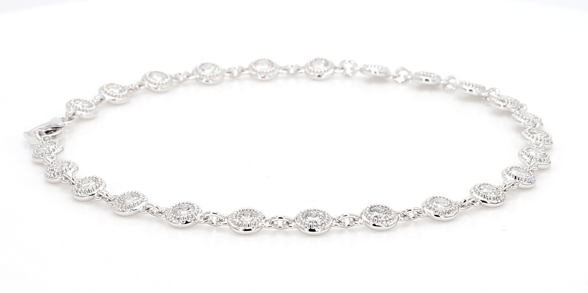 2.02 cttw 14k White Gold Round Halo Tennis Bracelet
