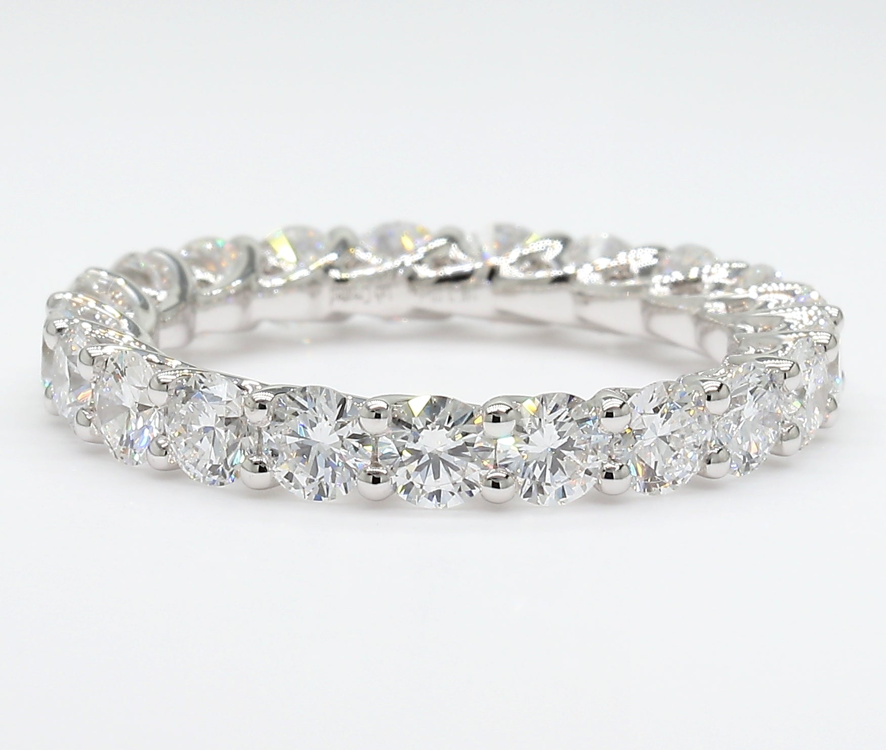 3.00 cttw 14k White Gold Round Eternity Band, Trellis Weave Setting