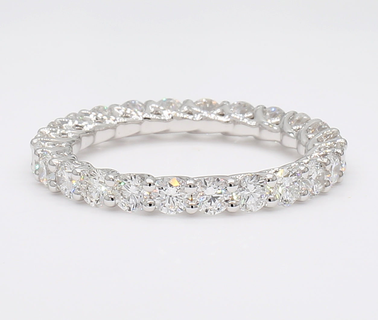 2.14 cttw 14k White Gold Round Eternity Band, Trellis Weave Setting