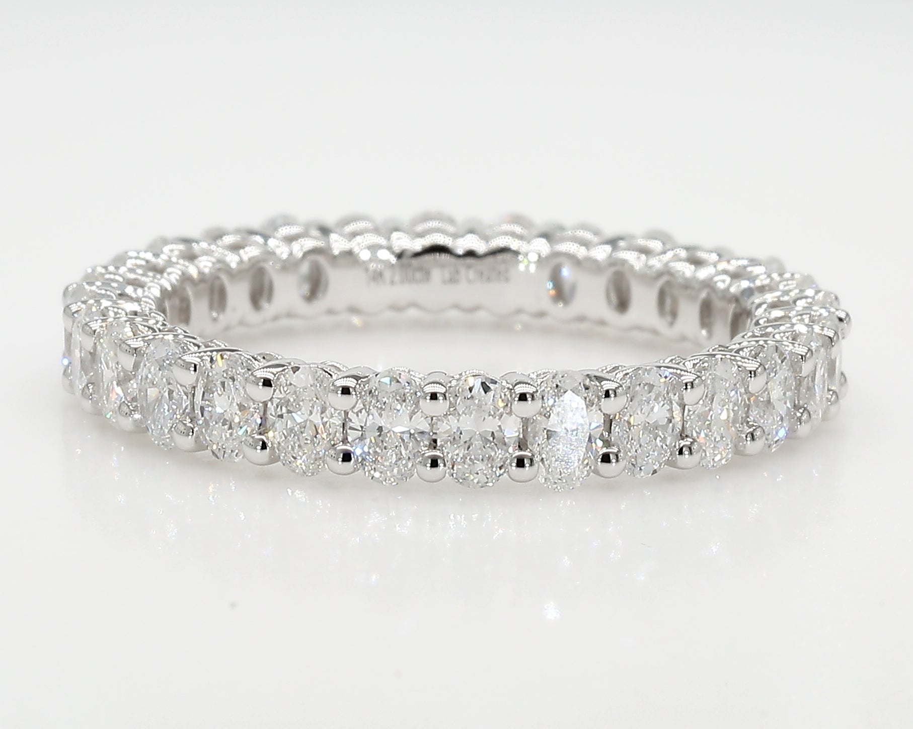 2.04 cttw 14k White Gold Oval Eternity Band, Basket Setting