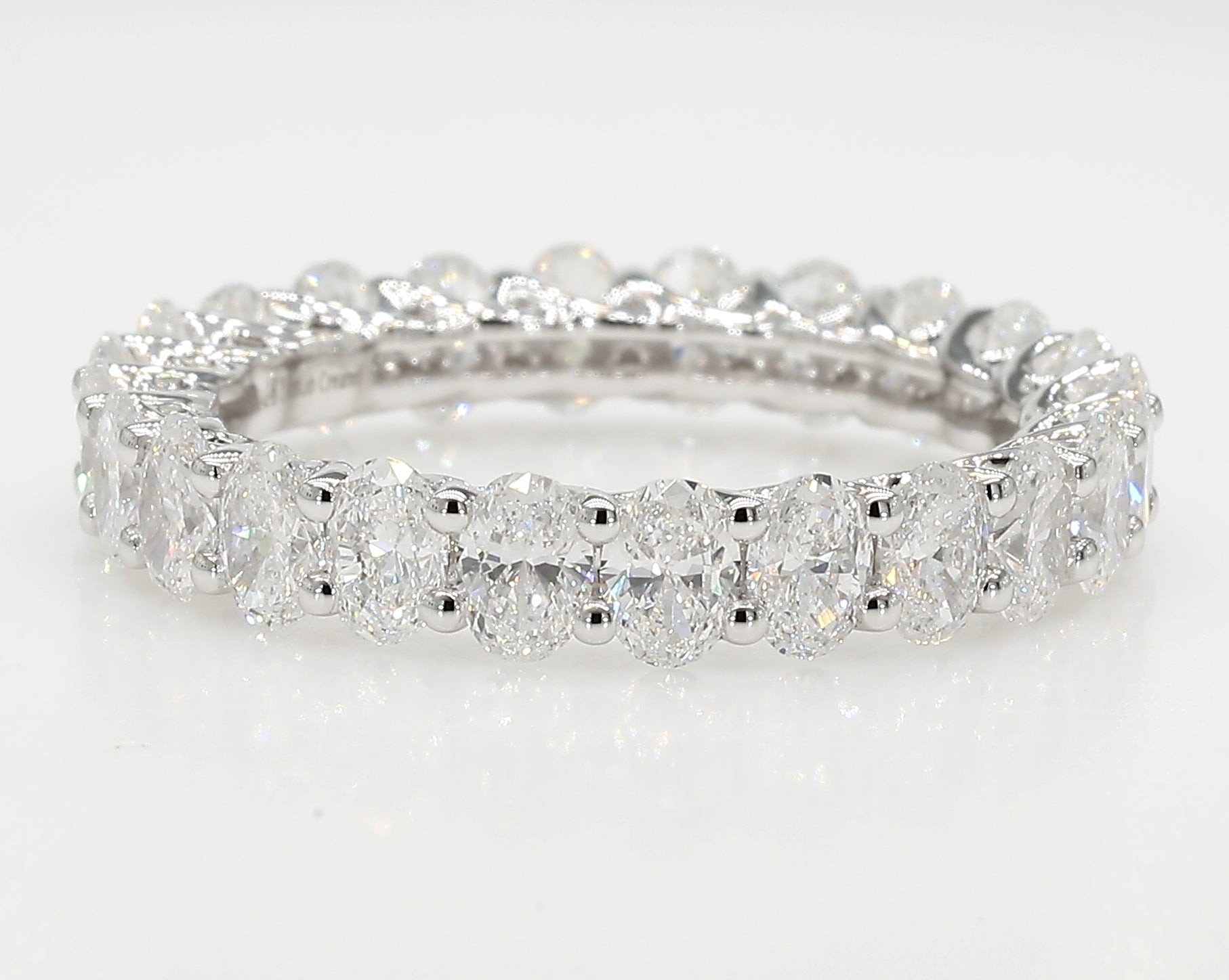 3.00 cttw 14k White Gold Round, Eternity Band, Trellis Weave Setting