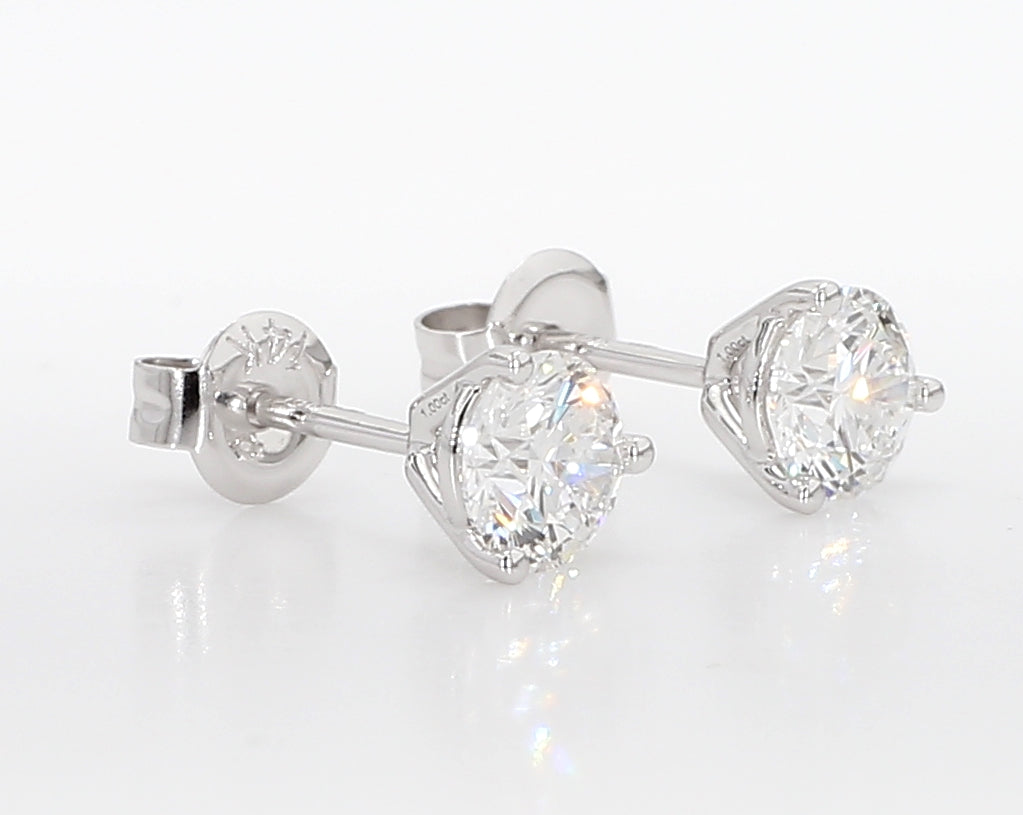 1.00 cttw 14k White Gold Round 3 Prong Martini Studs