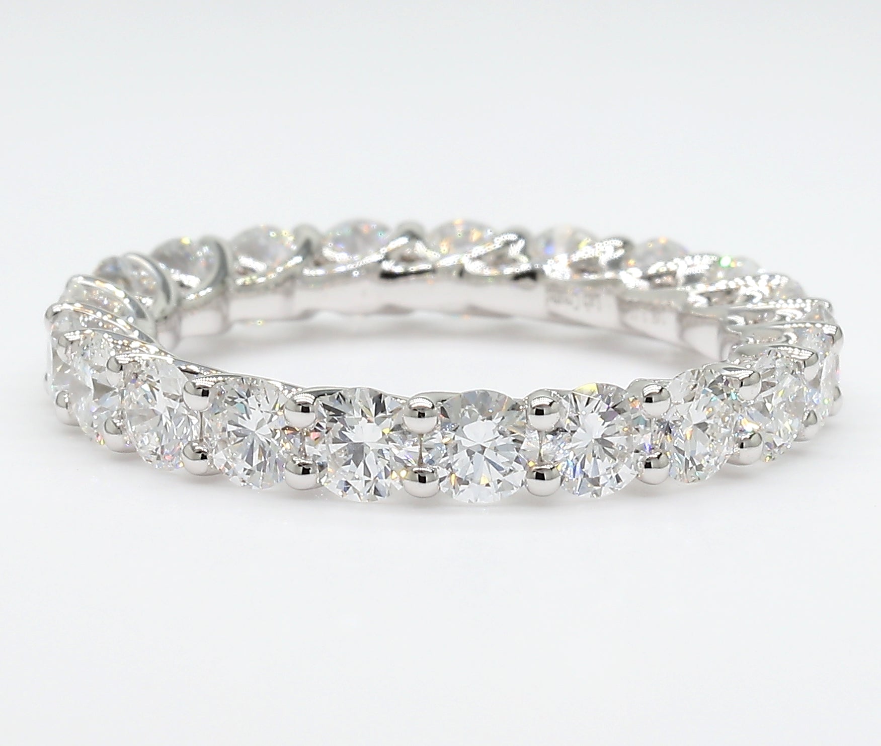 3.00 cttw 14k White Gold Round Eternity Band, Trellis Weave Setting