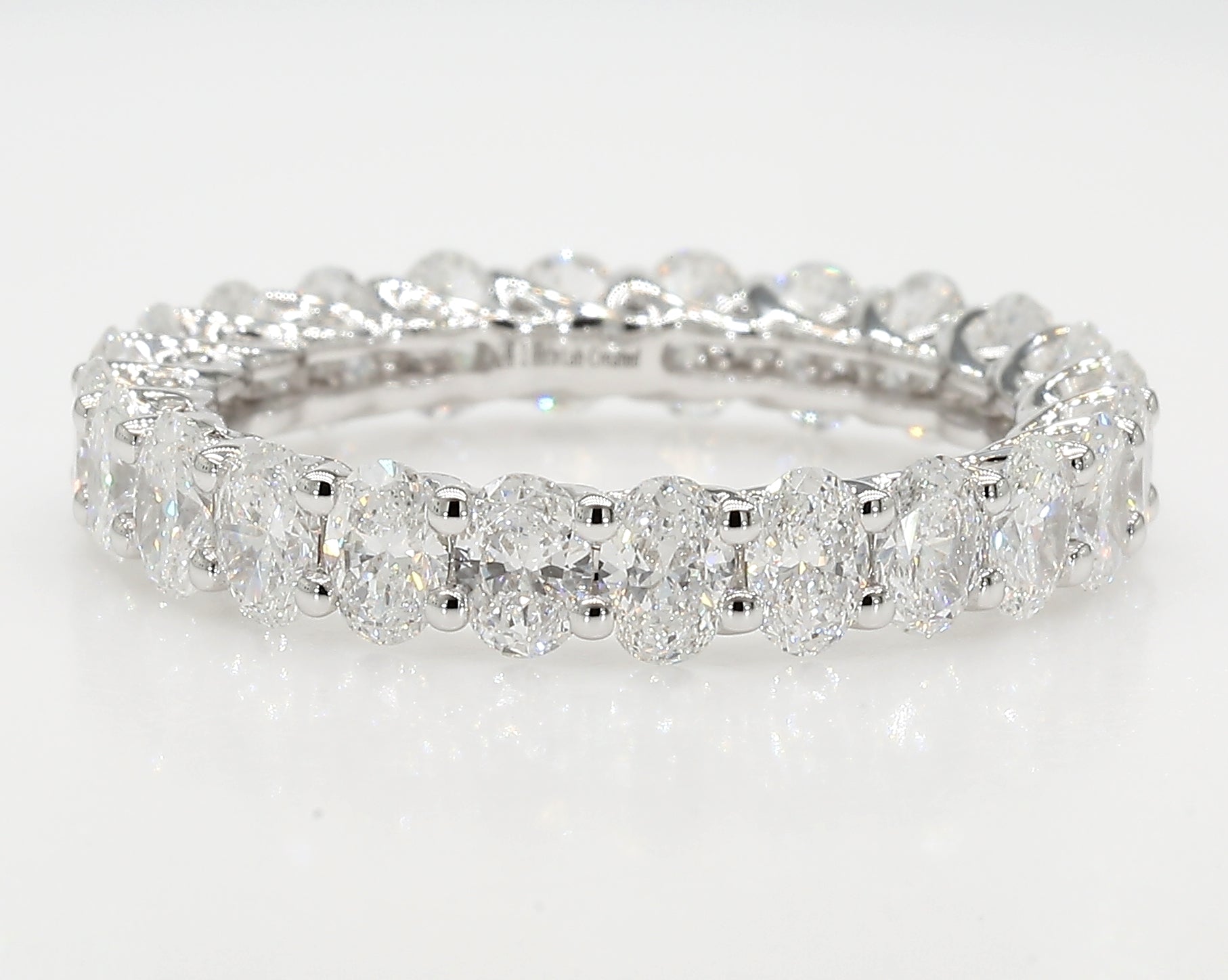3.00 cttw 14k White Gold Round, Eternity Band, Trellis Weave Setting