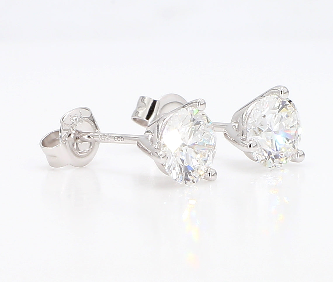 1.50 cttw 14k White Gold Round 3 Prong Martini Studs