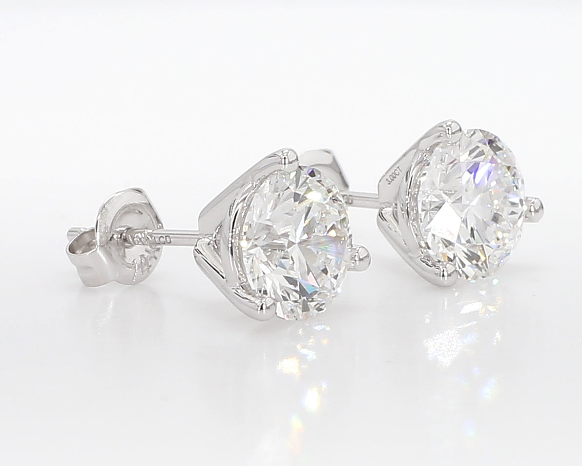3.00 cttw 14k White Gold Round 3 Prong Martini Studs